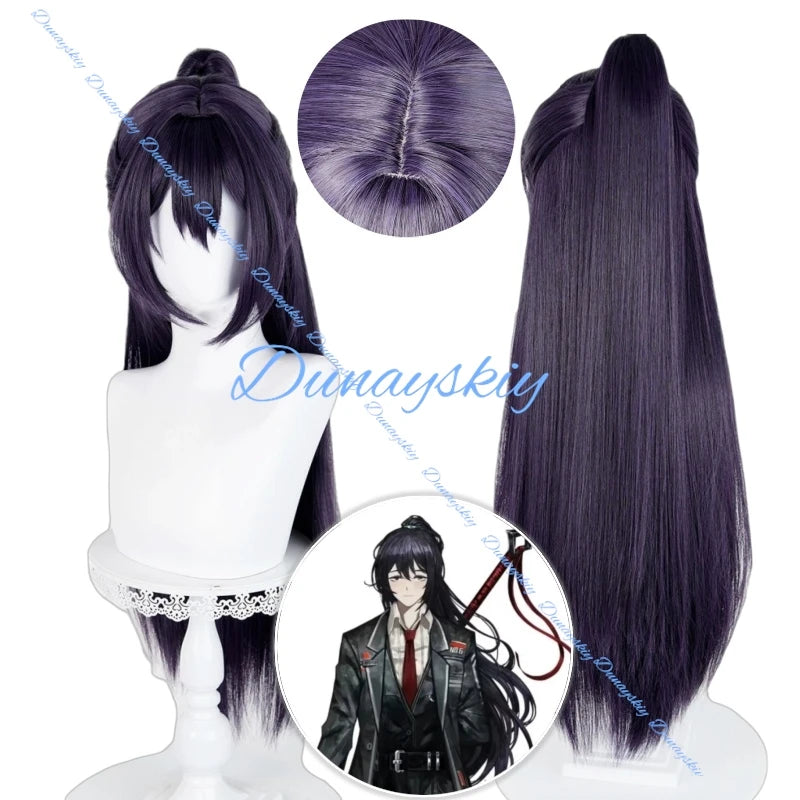 Hong Lu Cosplay Wig 80cm Dark Purple Grey Wigs Cosplay Anime Limbus Company  Heat Resistant Synthetic Hair Halloween