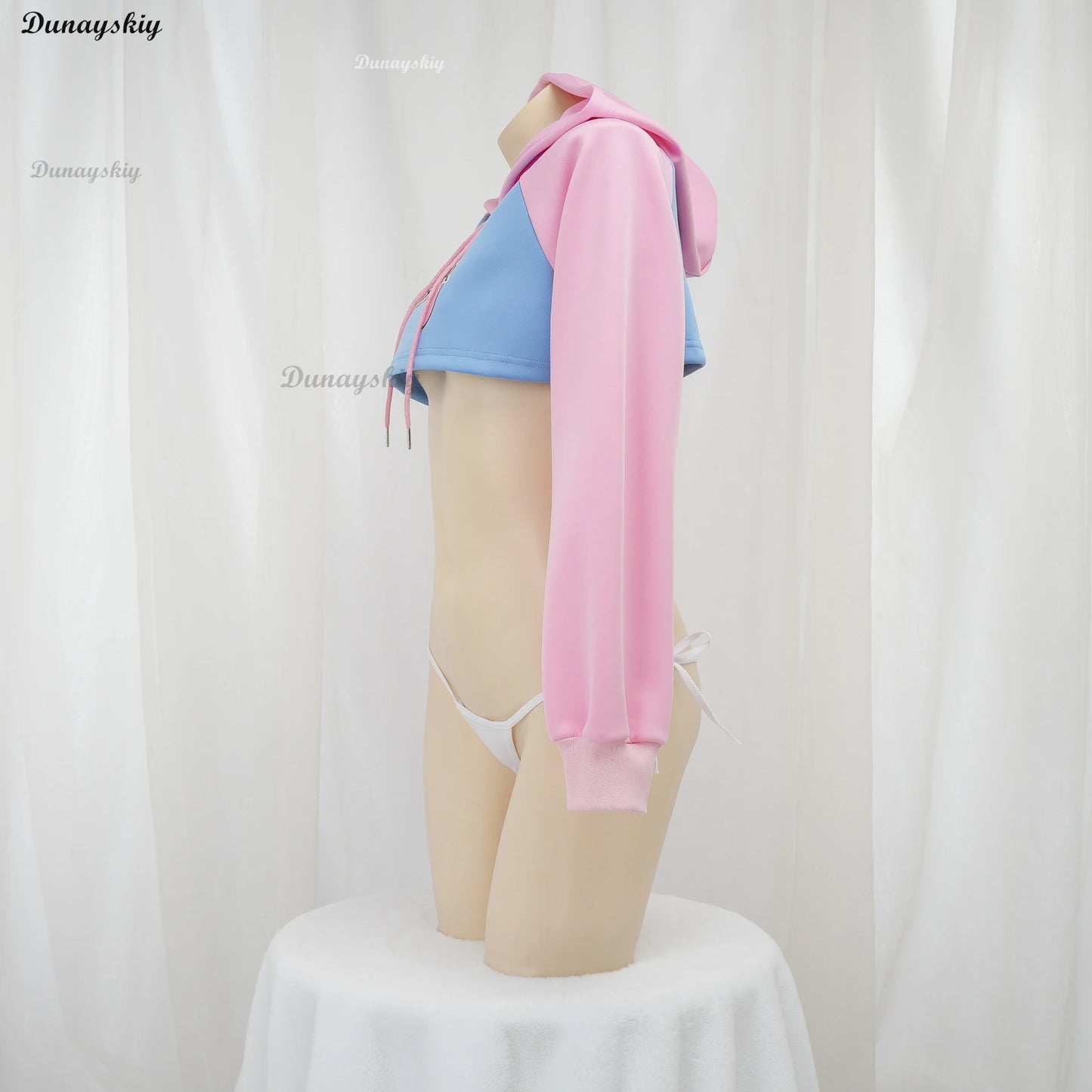 Game Over Anime Girl Pink Blue Short Hoodie Crop Top Long Sleeve Halloween Cosplay Costume Underwear Nightgown Student Outfits