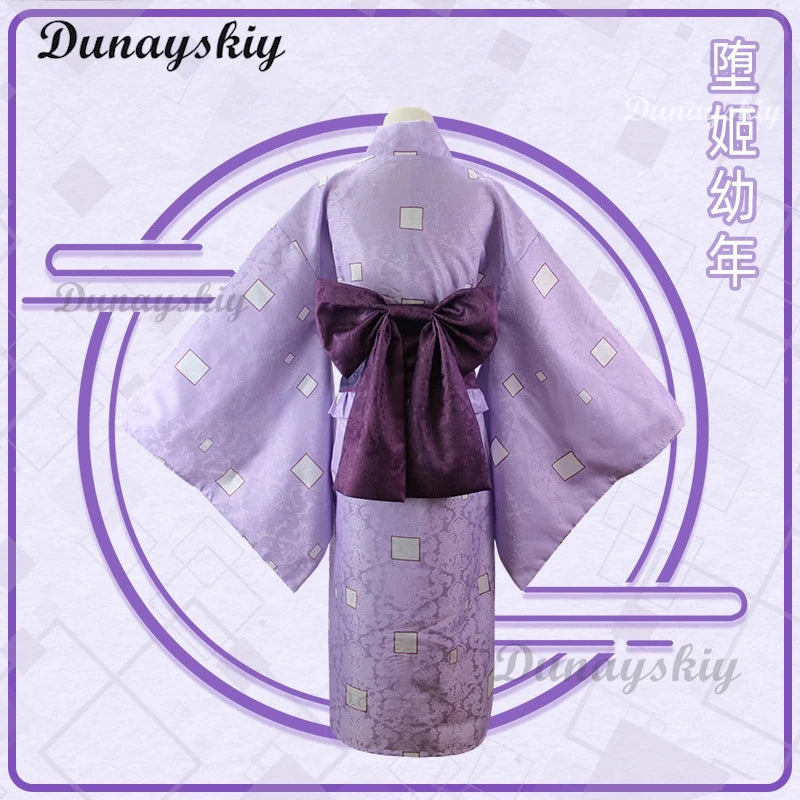 Anime Daki Ume Entertainment District Arc Yuukaku-Hen Cosplay Costume Wig Childhood Kimono Halloween Carnival Suit