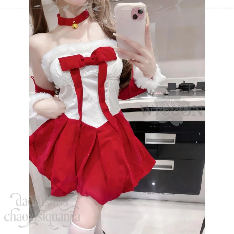 Anime Kawaii Original Design Red Velvet Maid Bunny Dress Cute Rabbit Headwear Cos Halloween Christmas 2025 Party Outfit