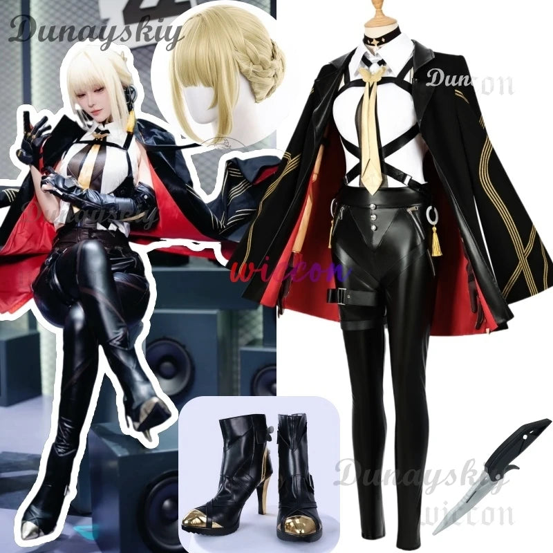 Game Zenless Zone Zero Agent Evelyn Cosplay Costume Role-playing Wig Shoes Clothes ZZZ Combat Uniforms Halloween Party Suit