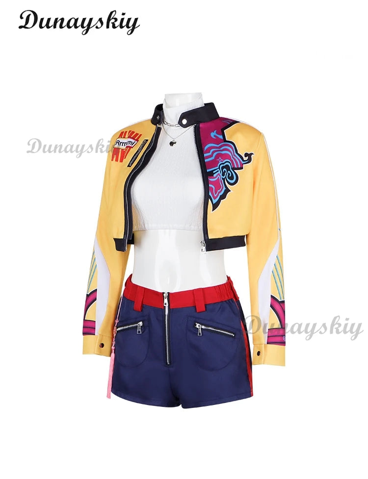 K-Pop Rumi Demon Hunters Stage Cosplay Costume Wig Coat Short Halloween Girl Group Idol Roleplay Outfit Women Sexy