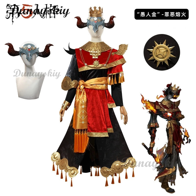 Anime Identity ⅤNorton Campbell Cosplay Costume Wig Prospector Fools Gold Cosplay Blazing Flame Party Play Outfit Outfit for Man