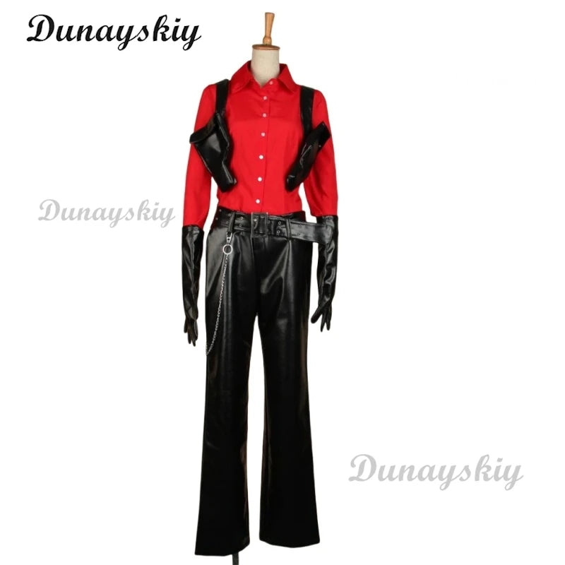 Resident 6 Ada Wong Cosplay Costume Wig Prop Evil Red Shirt Pants Halloween Carnival Disguise Suit Women Girls Customized