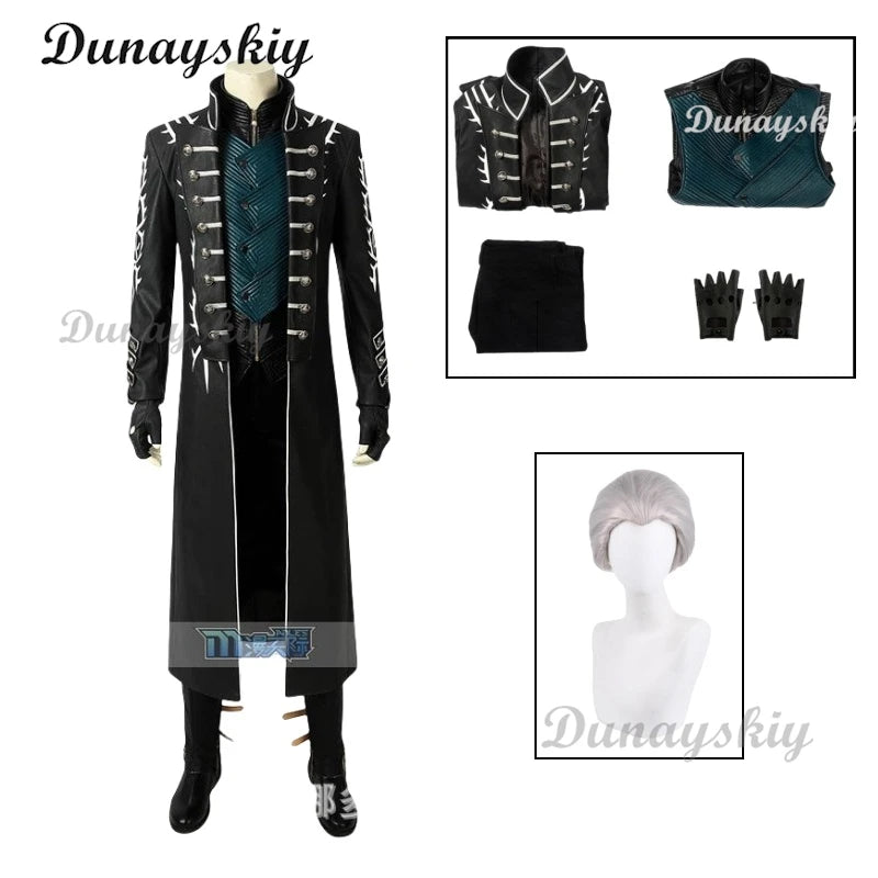 Devil Cosplay May Cry 5 Adult Woman Disguise Vergil Black Long Coat Women's Costumes Halloween Costume Figures Men's Custumes