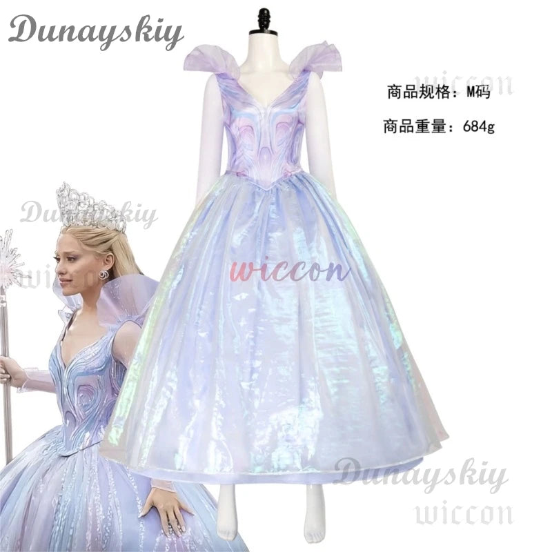 Wicked Glinda Cosplay Costume Glinda Purple Princess Dress Witch Costume For Woman Girl Party Cosplay with Wig Full Set