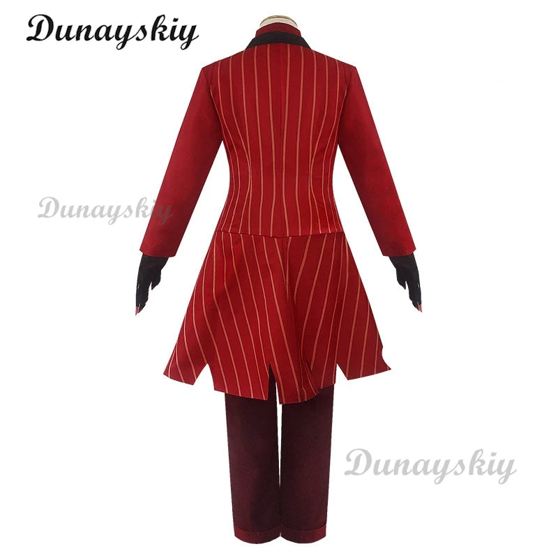Hazbin Cosplay Hotel Uniform ALASTOR Cosplay Costume Adult Men Halloween Uniform Jacket Pants Costumes Red Suit Anime Cosplay