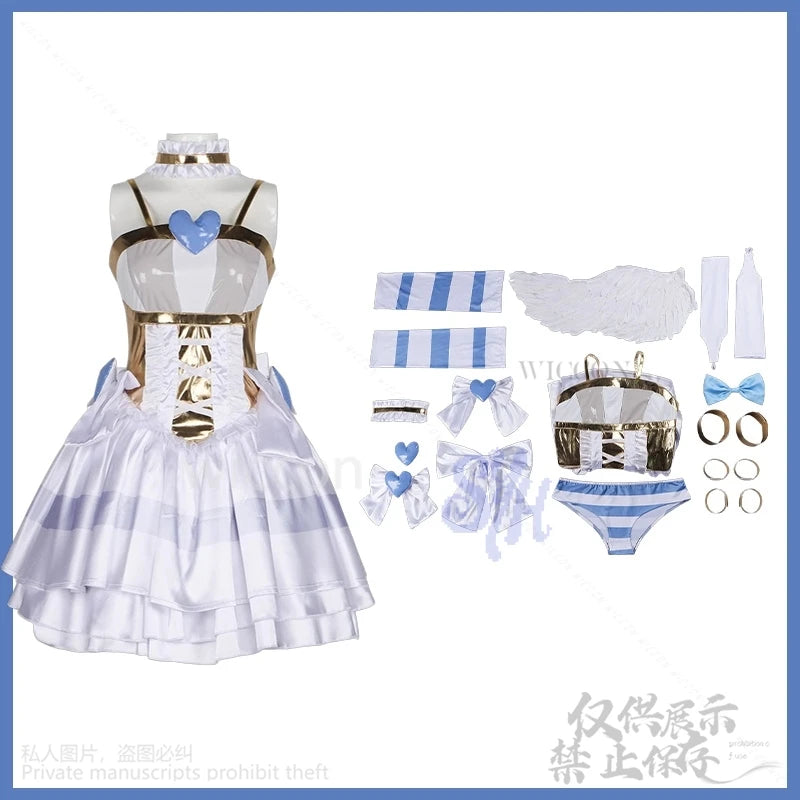 Panty & Stocking Japanese Jirai Kei Anarchy With Garterbelt Cosplay Lovely Angel Dress Kawaii Aqua Lolita Wings Heart Halloween