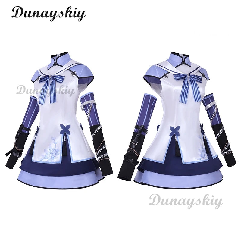 Hololive VTuber Blanche Fleur Azuma Seren Cosplay Costume Wig Lovely Dress Uniform Halloween Carnival Party Carnival Outfit