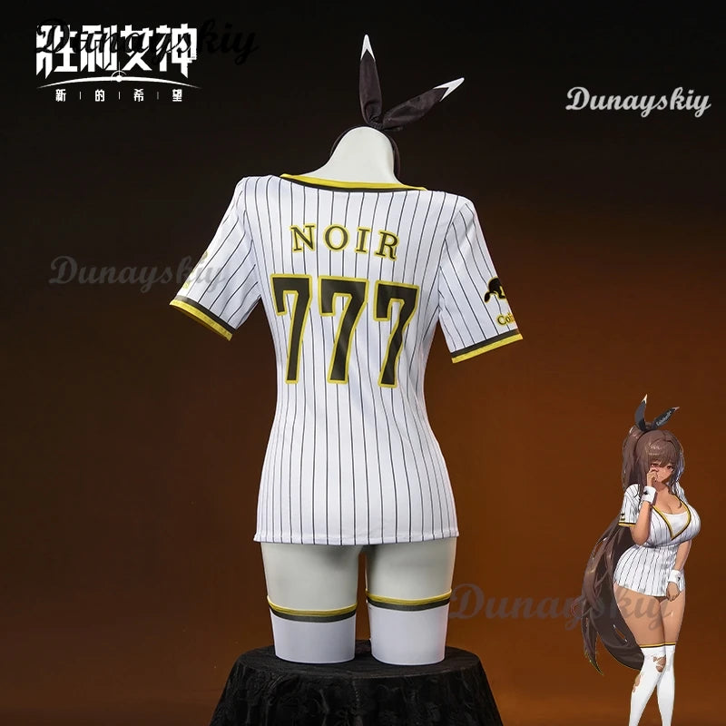NIKKE Goddess of Victory Black Rabbit Noir Cosplay Costume Wig Sexy Sport Style Suit Baseball Jersey Dress Headwear Socks Set