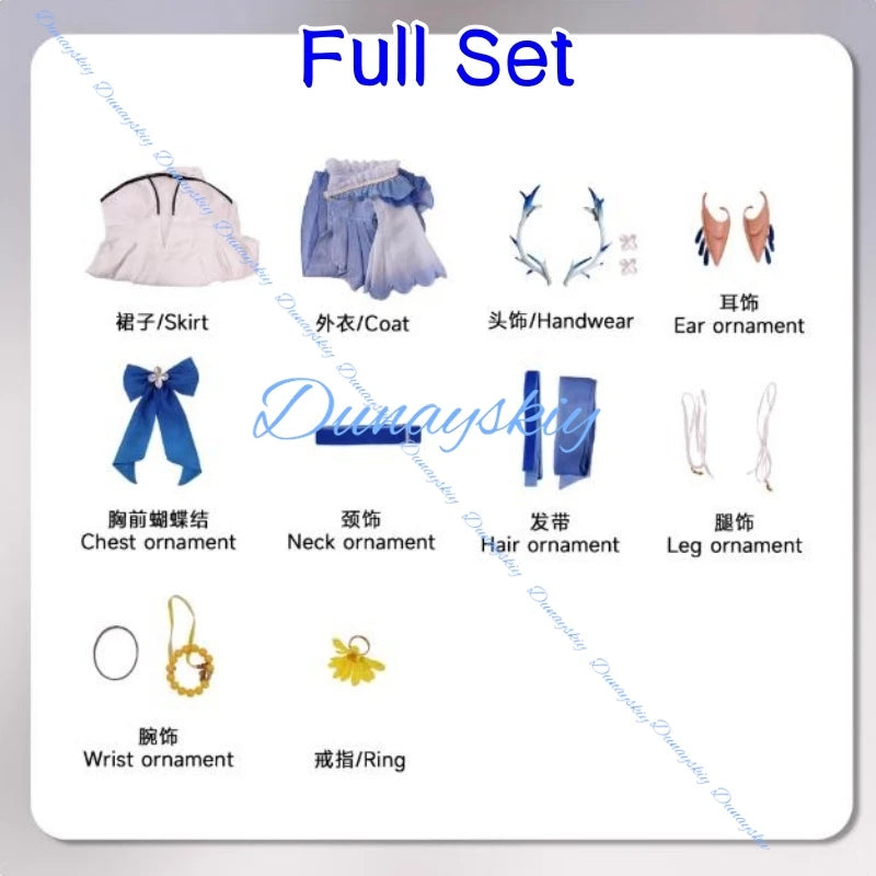 Wuthering Waves Cartethyia Cosplay Costume Wig Swimsuit Women Dress Headwear Ears Set Halloween Party Role Playing Outfit