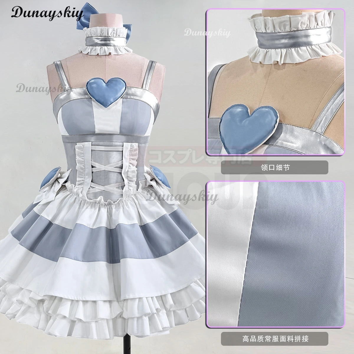 Anarchy Black Dress Blue Bow Anime Panty & Stocking Garterbelt Cosplay Costume Wig Stockings Bowknot Cos Convention Customized