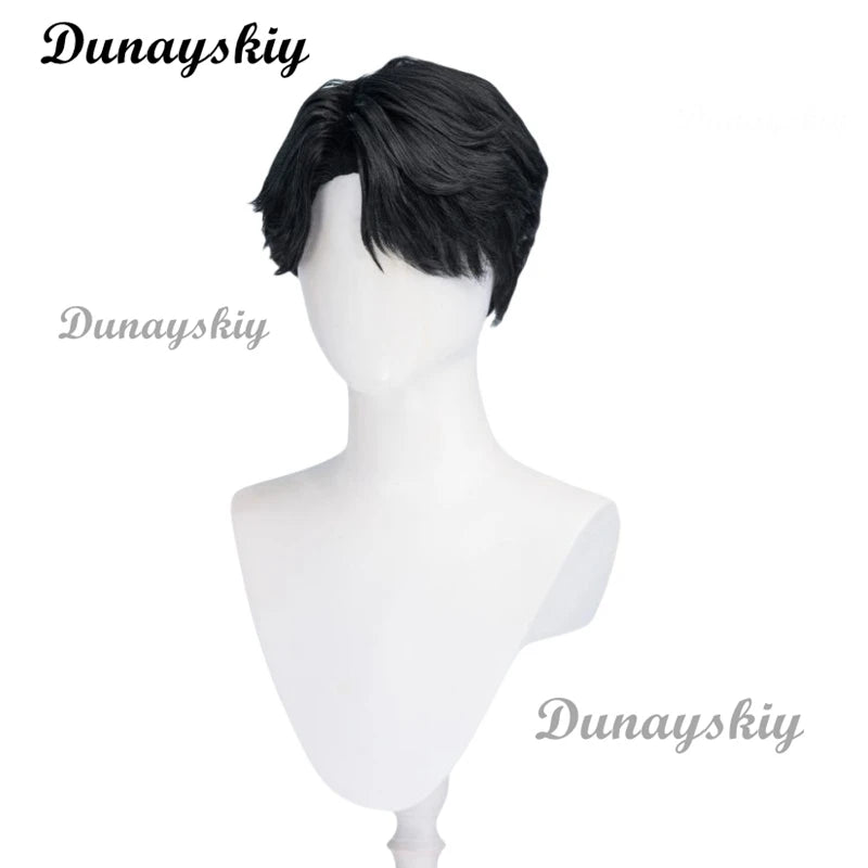 Saja Boys Jinu Wig Movie Cosplay Men Black 30cm Short Hair Star Demon Jinu Cosplay Free Cap Hallowen Party Roleplay