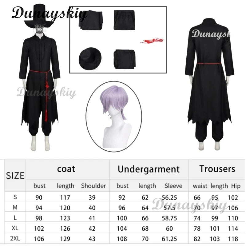 Anime KPop Demon Hunters Saja Boys Cosplay Costume Wig Black Uniform Outfit For Men Women Baby Coat Hat Belt Props Carnival