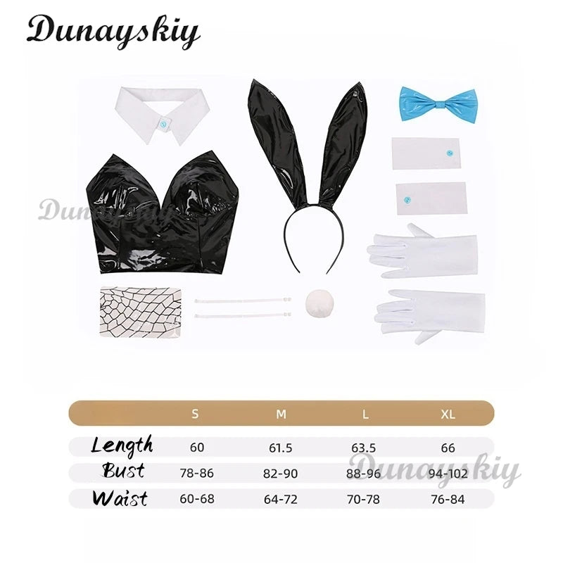 Game Blue Archive Sexy Jumpsuit Cosplay Leather Bodysuit Suit Blue Red Toki Bunny Girl Halloween Clothes Customized