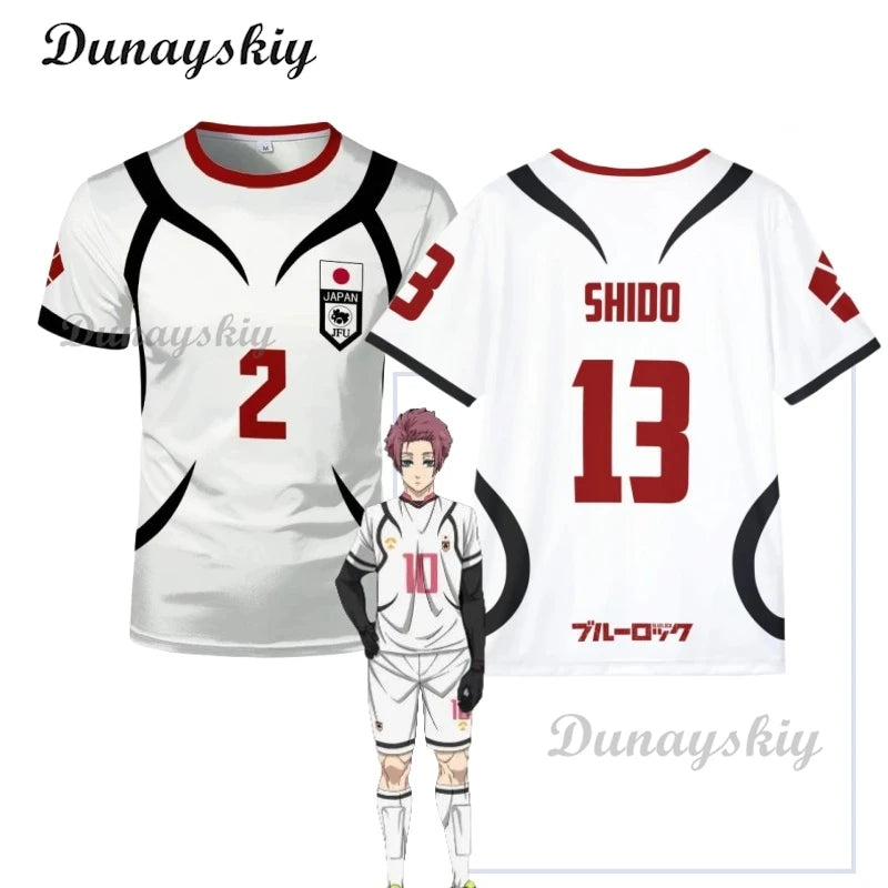 Anime Blue Cosplay Lock #10 #2 #13 SAE Shirt Football Jersey Oliver Aiku Cosplay Costumes Shidou Soccer Uniform 3D Printing
