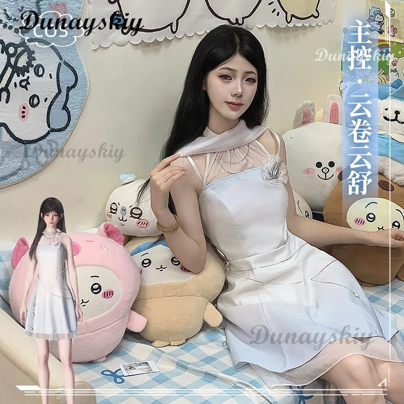 Game Love and Deepspace Cosplay Costume Fashion Role Playing White Cute Dress for Women Comic Con Party Clothes Halloween Suit