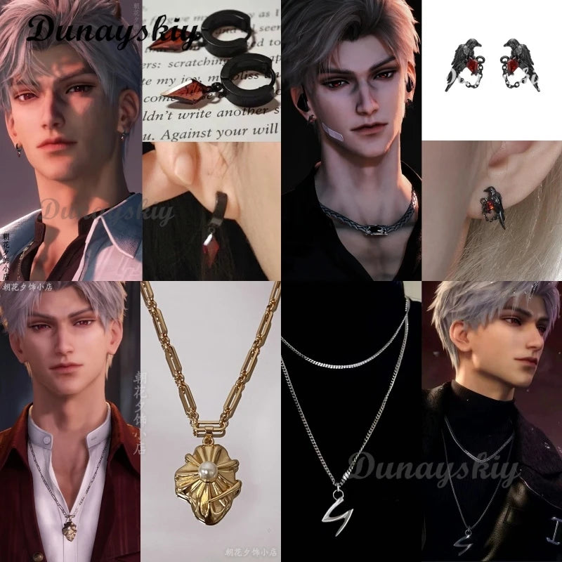 Anime Love and Deepspace Sylus Cosplay Collarbone Necklace Ornament Pendant Cartoon Accessorie Decorate Game Birthday Xmas Gift