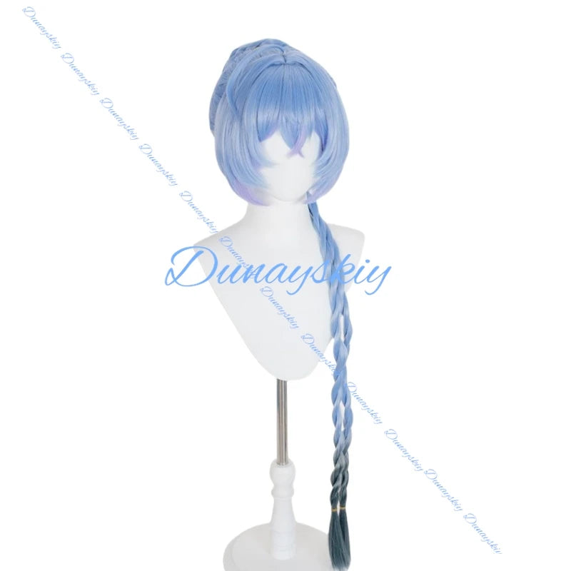 Game Zenless Zone Zero ZZZ Lucia Cosplay Wig Prop Corn Blue Braids Wigs Heat Resistant Synthetic Wigs + Wig Cap