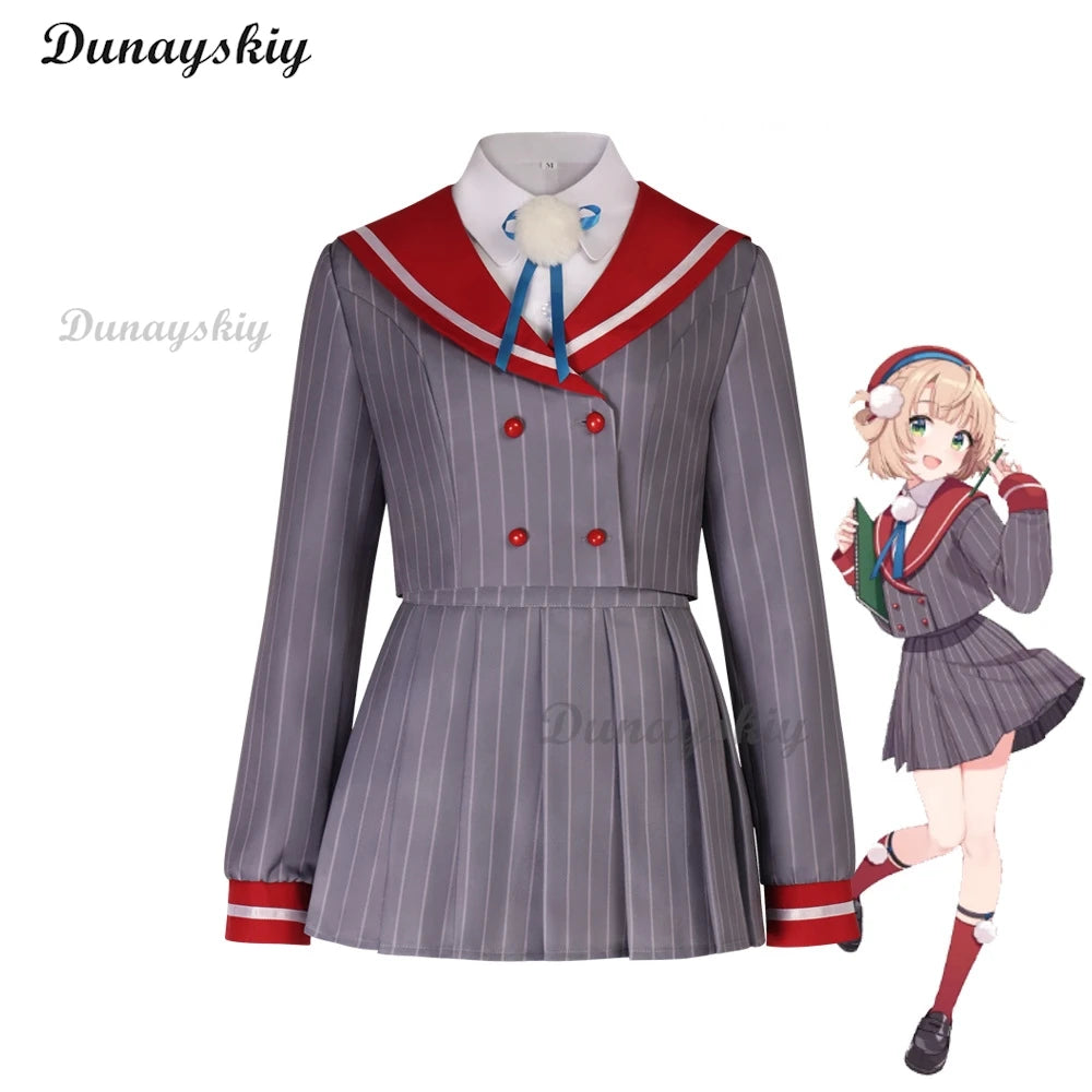 VTuber hololive Shigure Ui JK Uniform Cosplay Costume Women Cute Dress Hat Headwear Halloween Carnival Suit Fancy Anime Outfits