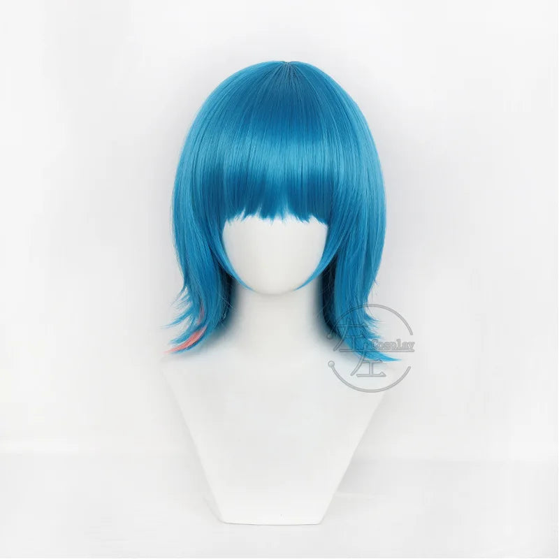 Anime Arcane Jinx Cosplay Wig Powder Cosplay Wig Bun Wig Blue Highlights Short For Halloween Party Role Play Suit