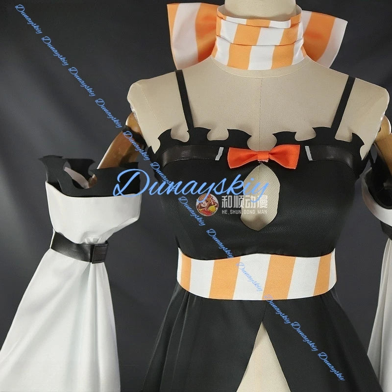 Anime Gachiakuta Amo Empool Cosplay Costume Wig Dress Sleeves Stickers Belt Bow Tie Carnival For Women Girls Team Front Full Set