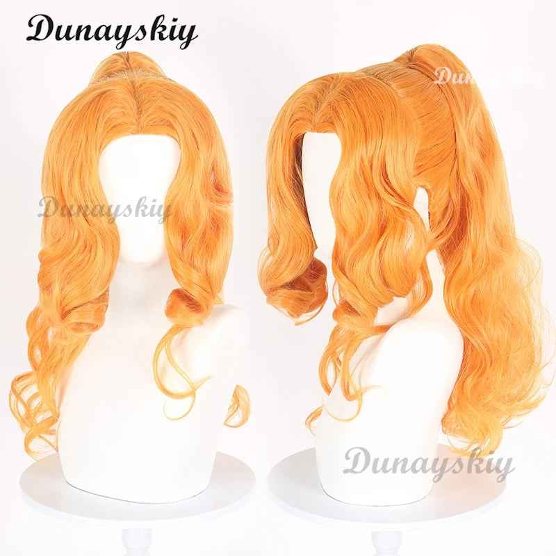 Dazzle Adagio Cosplay Wig Anime Cosplay Orange Heat Resistant Synthetic Hair Prop Halloween Party Play Outfit for Women