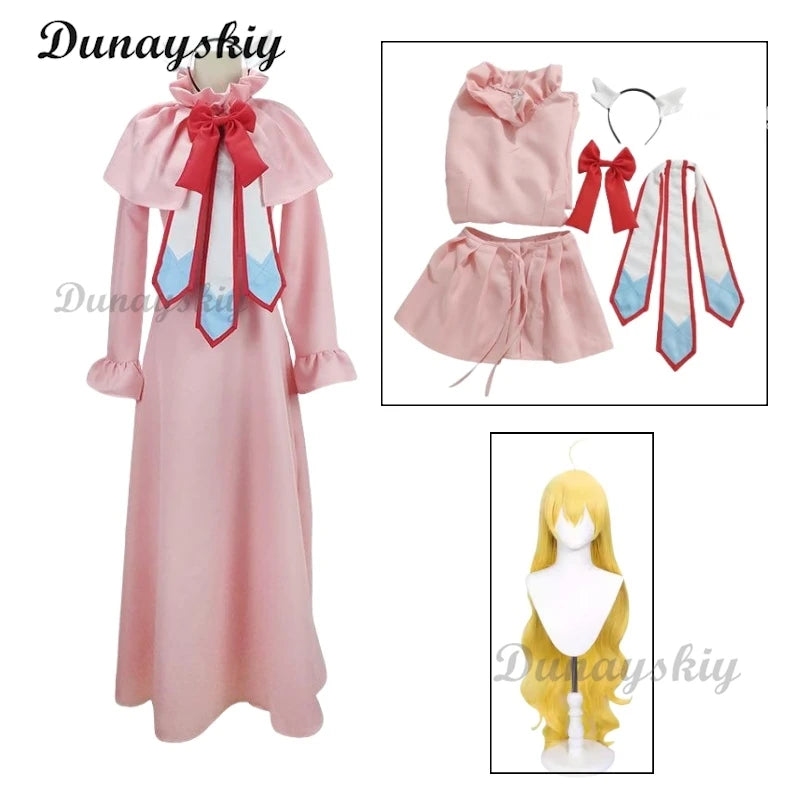 Anime Tail Mavis Vermilion Pink Dress Cosplay Costumes Wig  Women Full set Outfit Halloween Party Sets Customized