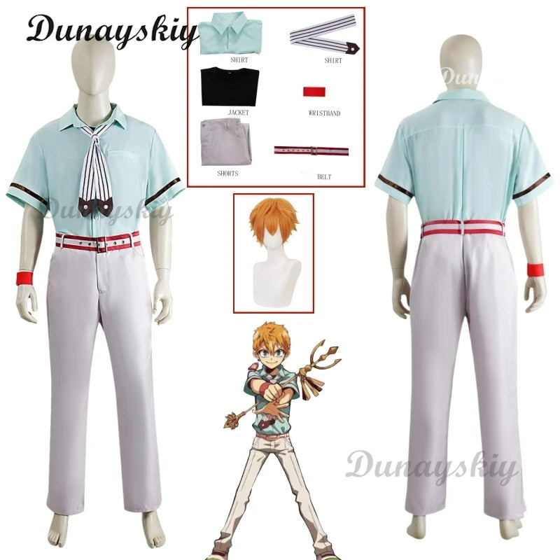 Anime Cosplay Toilet-bound Halloween Costume Hanako-Kun Men Women Minamoto Kou Cosplay Costume Wig Shirt Pants Accessories Props
