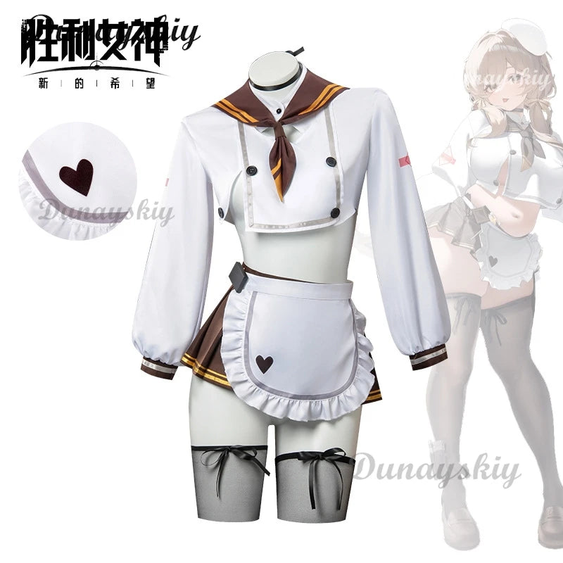 Nikke Bride Cosplay JK Sailor Uniform Game Nikke The Goddess Of Victory White Costume Apron Sexy Costumes Wig Halloween Suit
