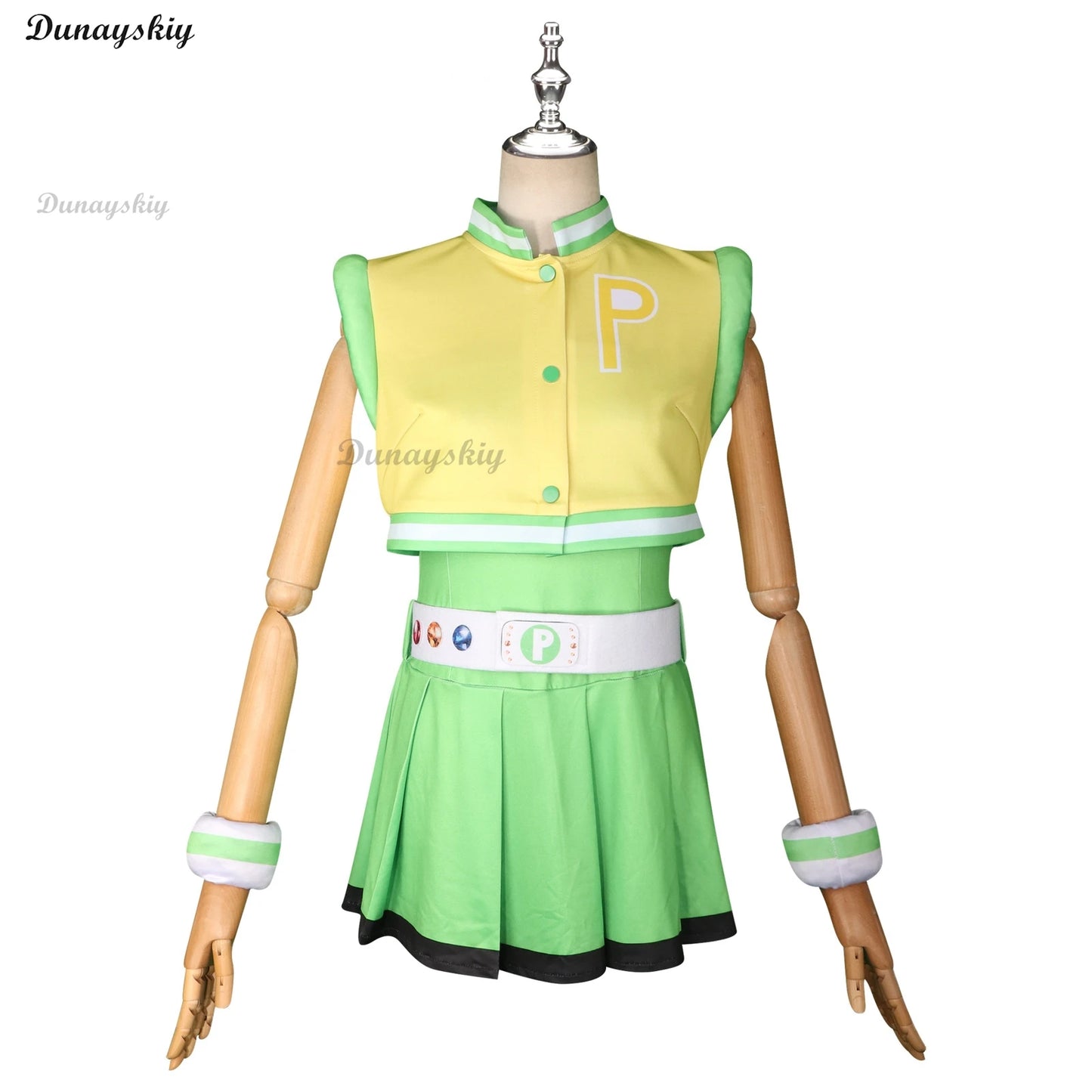 Power Cos Puff Girls Cosplay Costume Hyper Blossom Rolling Bubbles Costume Vest Coat Dress Outfit Hairband Gloves Belt Wig Women