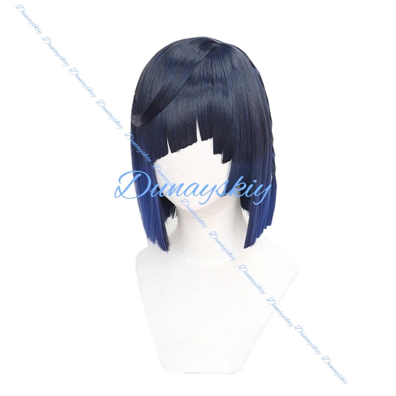 Genshin Impact Yelan Cosplay Wig Hair accessory Short Black Purple Gradient Wig Anime Yelan Wigs Heat Resistant Synthetic Wigs