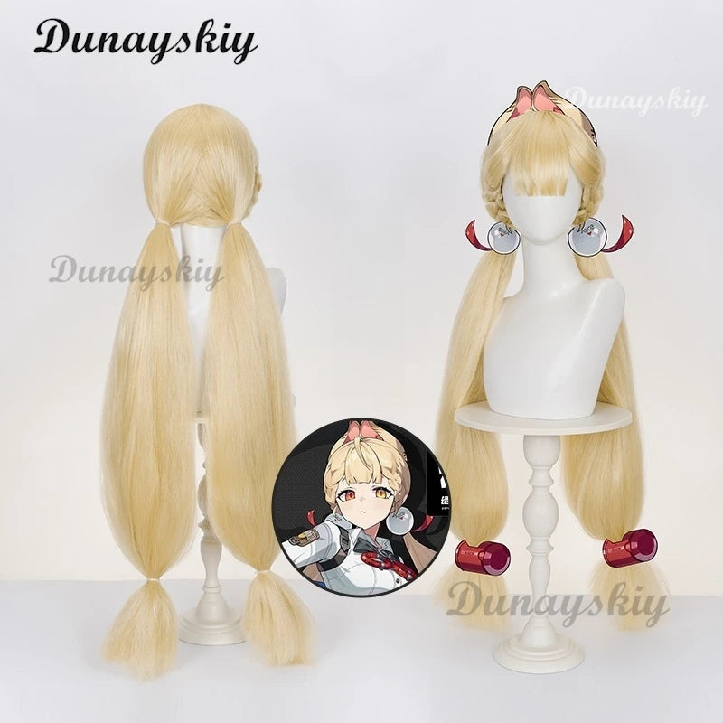 Zenless Zone Zero Alice Thymefield Cosplay Wig 90cm Gold Thick Volume Wigs Cosplay Anime Heat Resistant Synthetic Hair