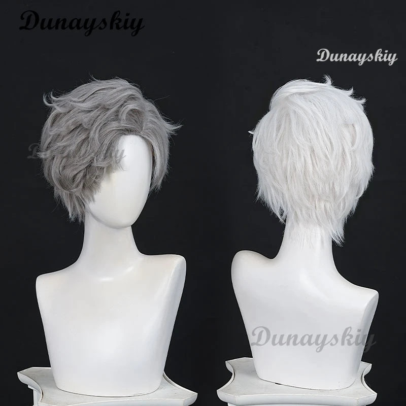 Game Love and Deepspace Sylus Cosplay Wig 2 Styles White Gray Short Hair N109 Zone Halloween Party for Women Men Props