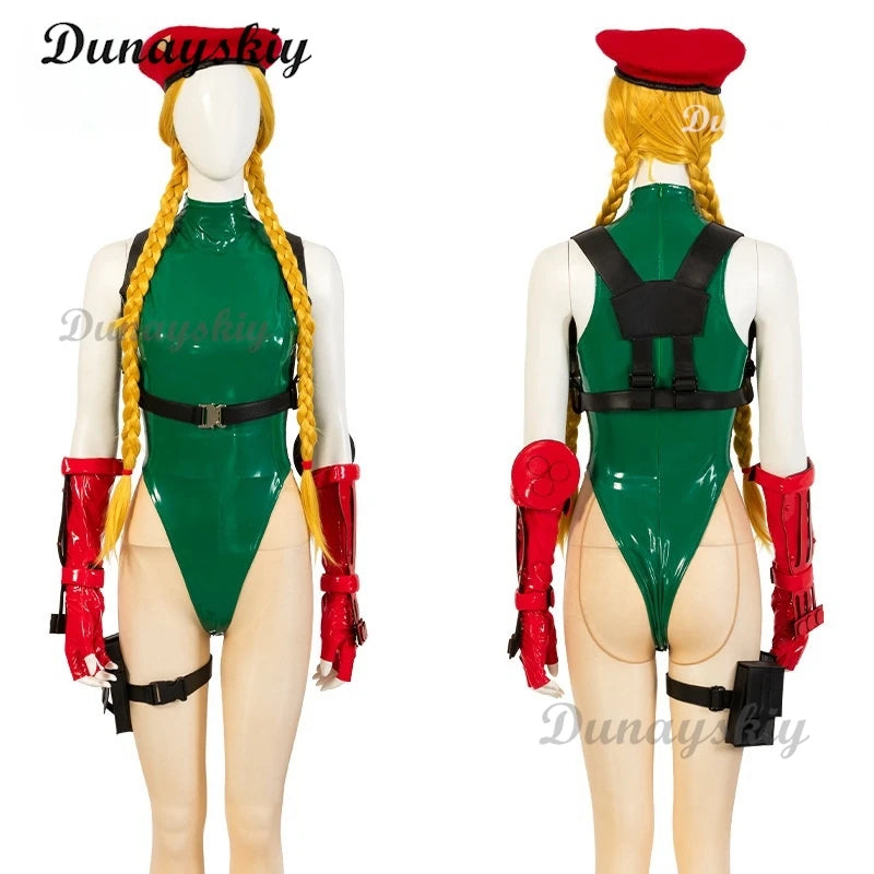 Game StreetFighter Cosplay Anime Cammy Cosplay Jumpsuits Hat Bodysuit Sexy Woman Uniform Halloween Christmas Carnival Customized