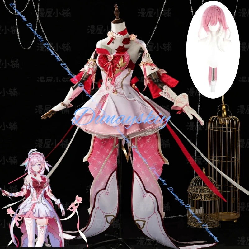 Game Honkai Impact 3rd Love Messenger Elysia Sexy Dress Cosplay Costume Wig Uniform Clothe Women Halloween Costumes Full Set