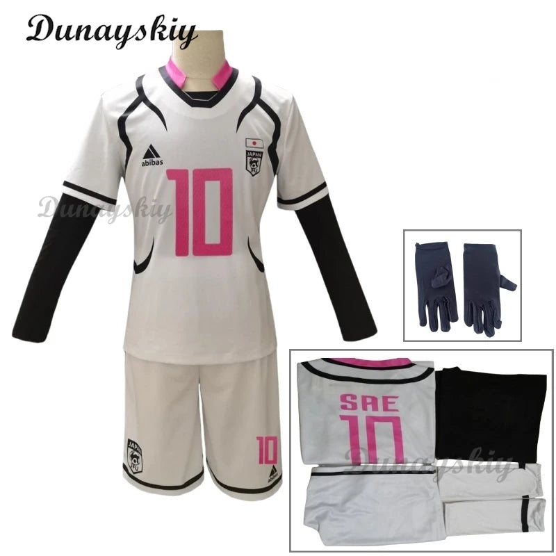 Anime Blue Itoshi Sae Lock Cosplay Costume Wig U20 Competition White Pink Football Team Uniform Wig Man Campus Gymnastics Suit