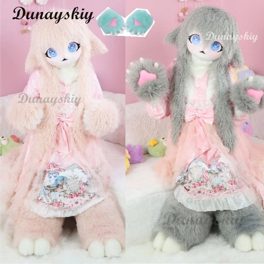 Animal Sheep Fursuit Cosplay Furry Costume Head Base Comiket Furry Kig Kigurumi Rabbit Doll Beast Mask Cosplay Costume Kid Gift