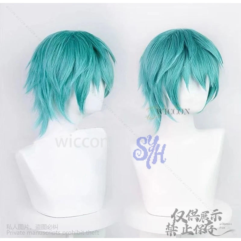 Movie Demon Baby Cosplay Saja Boy Kpop Group Y2K Fashion Wig Short Blue Green Hair Cos Jirai Kei Heat Resistant Halloween