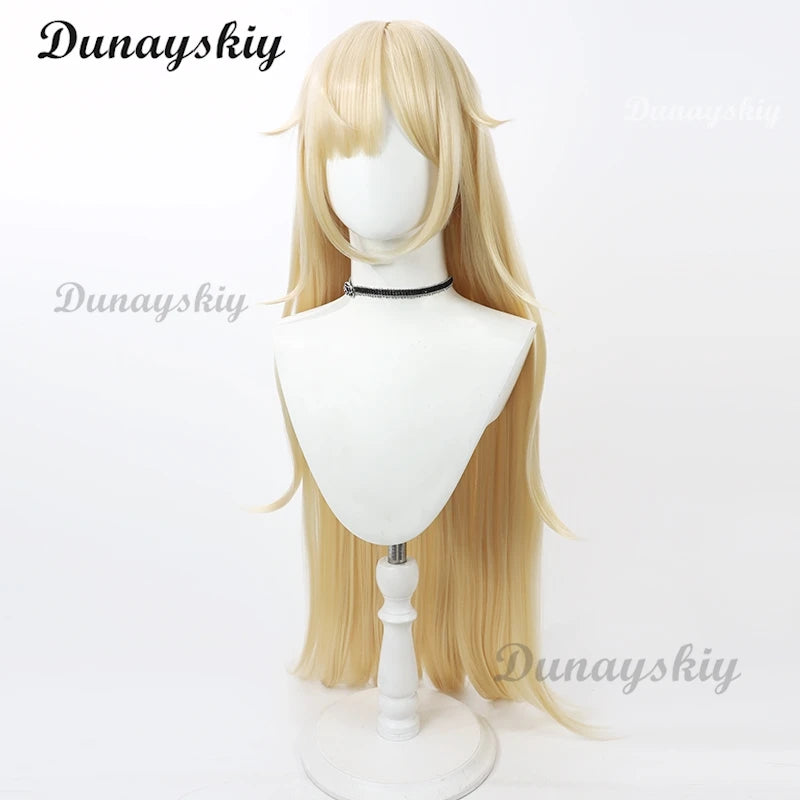 Nikke: Goddess of Victory Guillotine Cosplay Wig 90cm Long Blonde Ponytail Heat Resistant Synthetic Hair Halloween Carnival