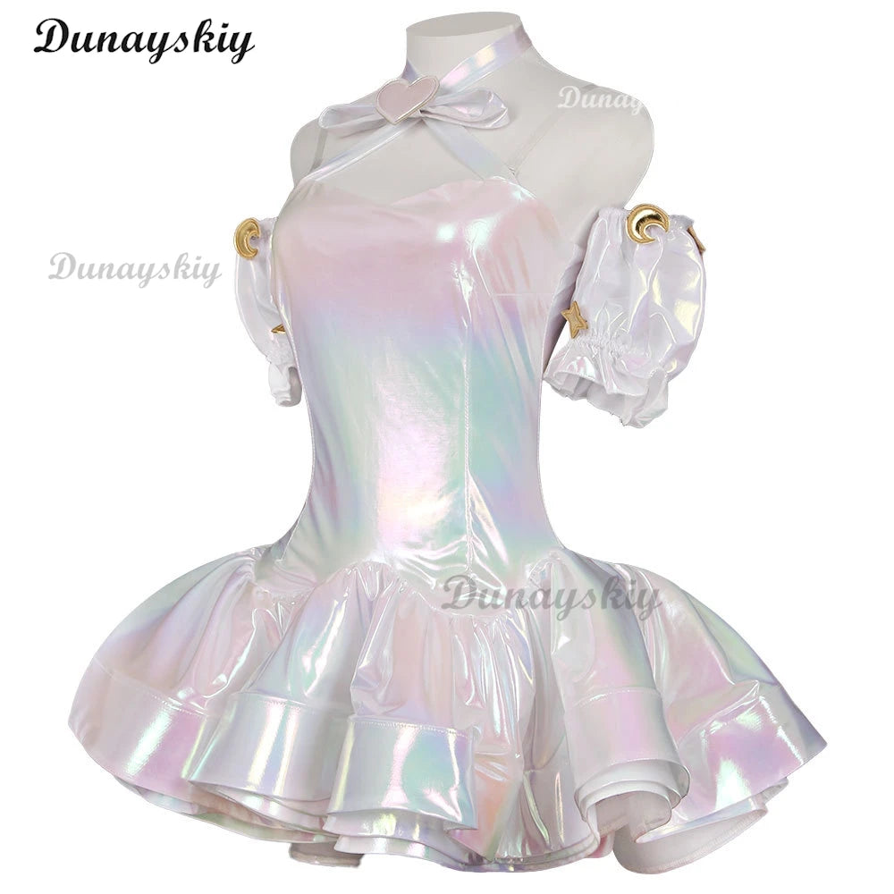 NEEDY GIRL OVERDOSE KAngel Laser Skirts Cosplay Costume Wig Streamer Overload Lolita Dress Shoes Outfit Women Ribbon Ponytail