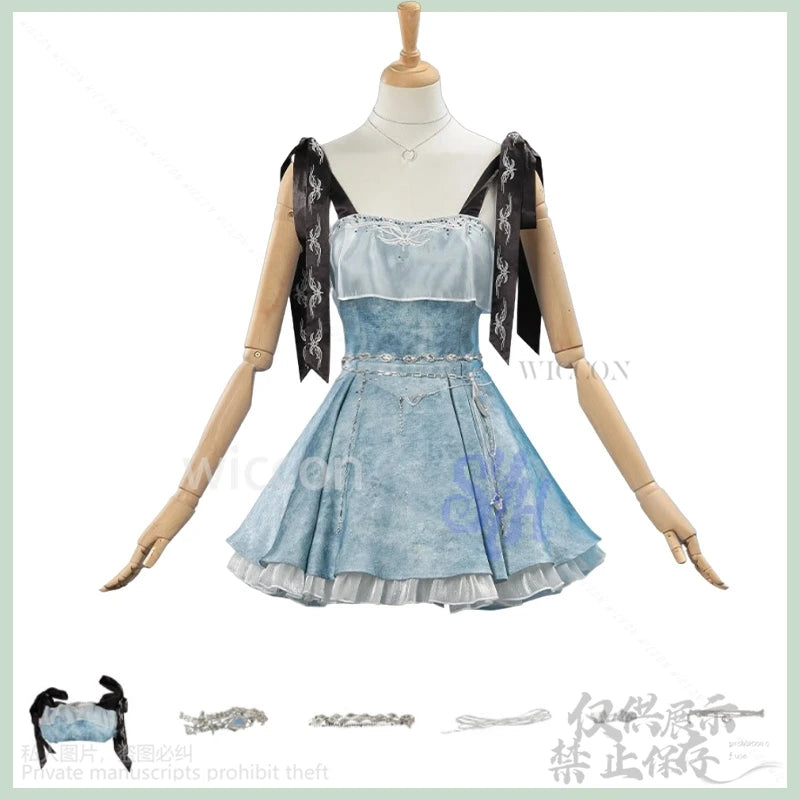 game Love And Deepspace heroine cosplayanime costume Denim Dress blue Sleeveless Vintage Mini Dresses Y2K Halloween customized
