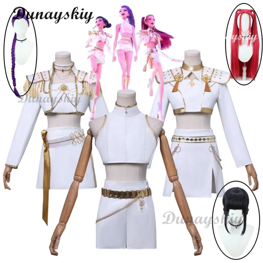 Kpop Demon Hunters Mira Rumi Zoey Heavy Duty Cosplay Costume Wig \ Gothic Futuristic Stage White Performance Outfits Customized