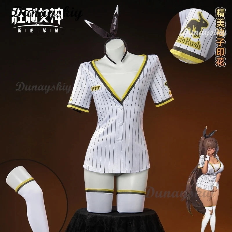 NIKKE Goddess of Victory Black Rabbit Noir Cosplay Costume Wig Sexy Sport Style Suit Baseball Jersey Dress Headwear Socks Set