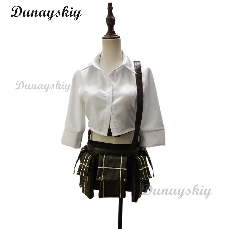 Game Devil Hunter May Cry Lady Cosplay Shirt Costume Wig Skirt Mary Ann Halloween Party Anime Event Roleplaym Suit
