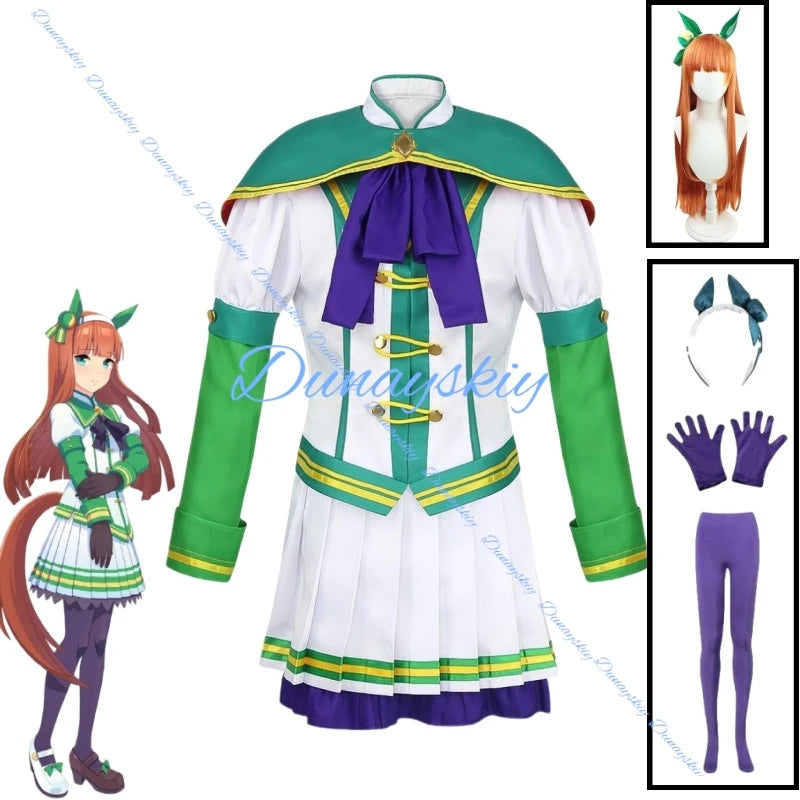 Anime Umamusume: Pretty Derby Silence Suzuka Cosplay Costume Wig Tail Headwear Women Girls Uniform For Halloween Party