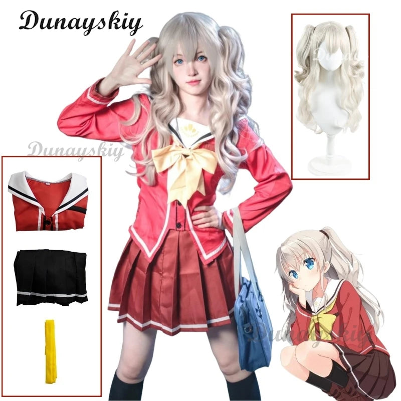 Anime Charlotte Tomori Nao Cosplay Costume Women JK Uniform Outfit Charlotte Tomori Nao Cos Wig Halloween Costumes Party Suit