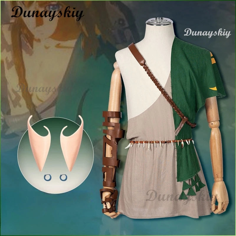 Game Link Cosplay Warrior Costume Men's Cape Shorts Full Set Battle Uniform Suit Halloween Carnival Party Hunter Customized