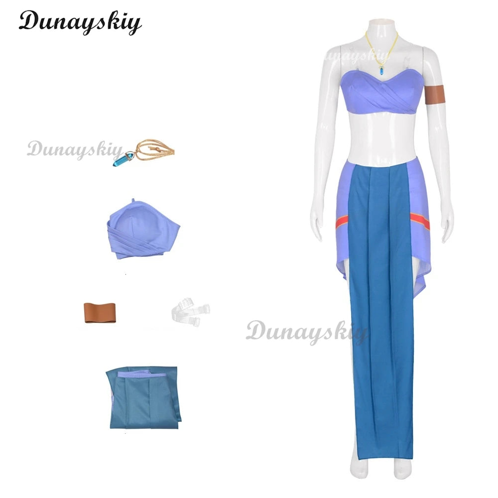 Anime Movie Kida Cosplay Halloween Princess Costume Blue Dress Suits Girls Carnival Fancy Sexy Lolita Long Wigs Party