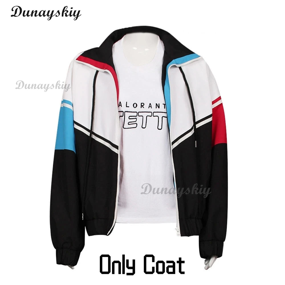 Game Valorant Jett Cosplay Costume wig White Jacket Coat T-shirt Outfits Adult Men women Halloween Carnival Suit